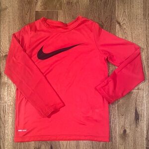 Little boys Nike long sleeved red dri-fit shirt. Small.